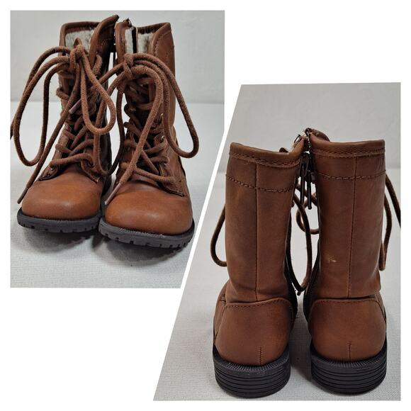 Baby Girl/ Cherokee Toddler Size 5 Boots Brown Mid Calf Lace Up - Picture 6 of 8